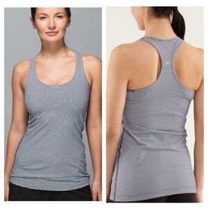 LULULEMON COOL RACERBACK GINGHAM TANK TOP INKWELL